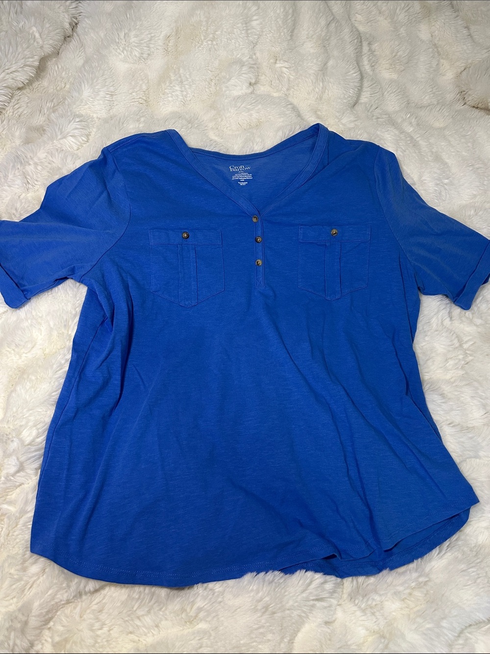 croft & barrow Royal Blue Short-Sleeve Henley Pocket Tee